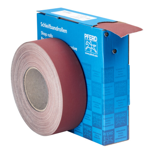 PFERD TOOLS Korund Schleifbandrolle Gewebe SBR Breite 50mmxLänge 50m A600 für universelle Anwendung