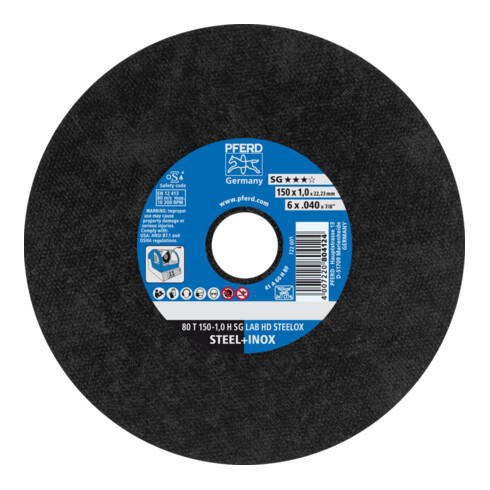 PFERD TOOLS Labortrennscheibe T 150x1,0x22,23 mm Leistungslinie SG LAB HD STEELOX für Stahl/Edelstahl