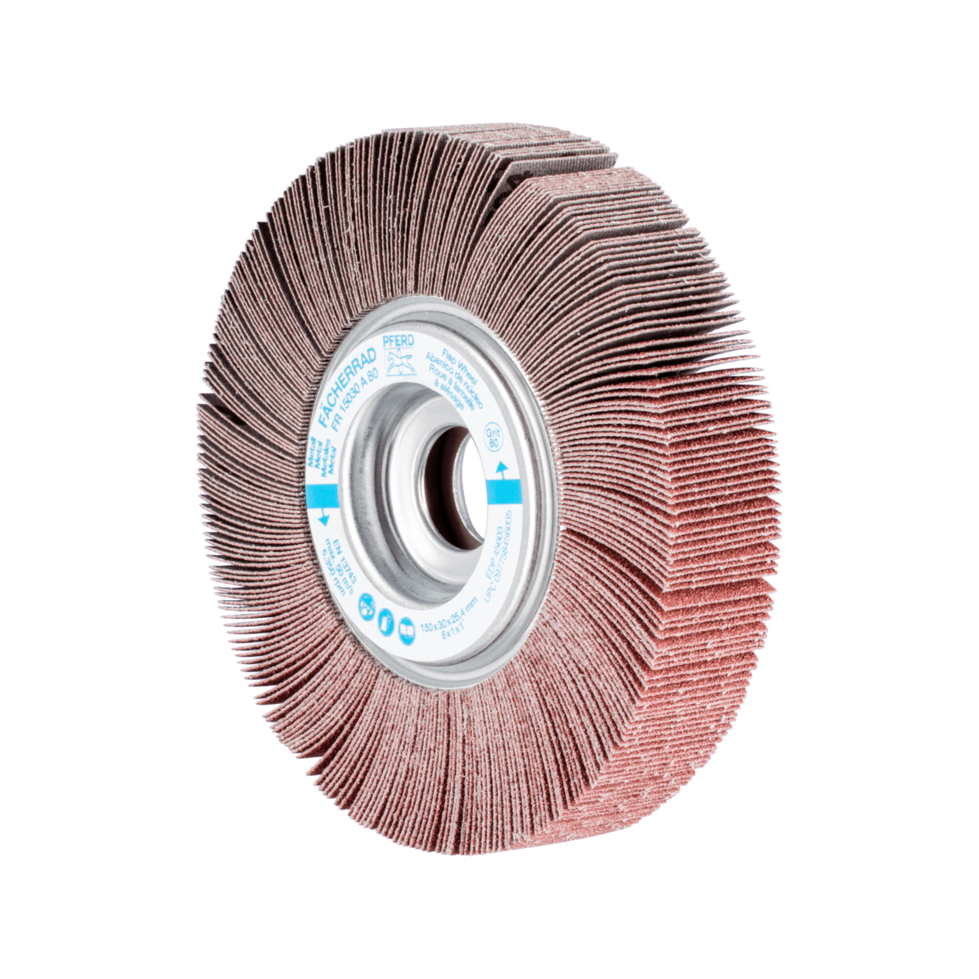 PFERD TOOLS Lamellenschleifrad FR Ø 150x30mm Bohrung Ø 25,4 mm A80 für universelle Anwendung