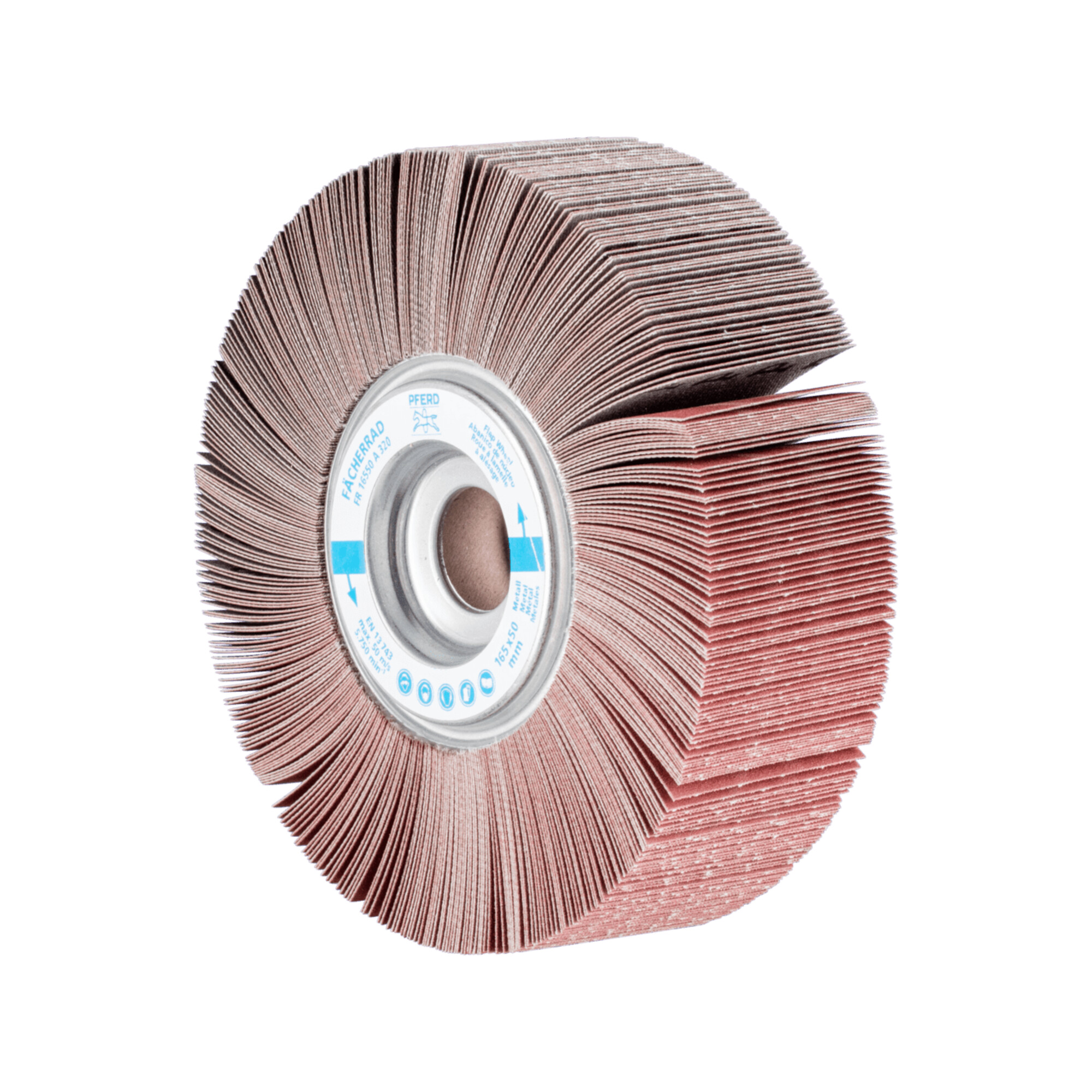PFERD TOOLS Lamellenschleifrad FR Ø 165x50mm Bohrung Ø 25,4 mm A320 für universelle Anwendung