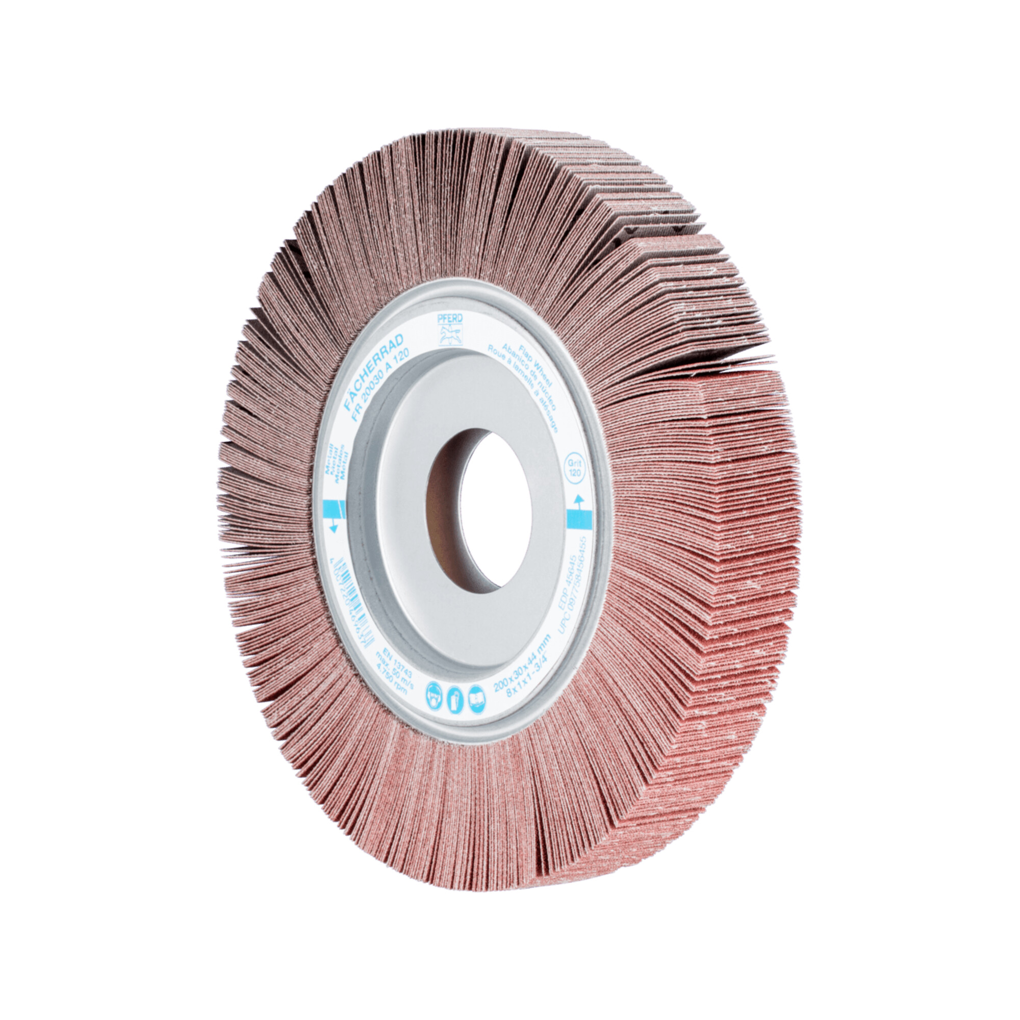 PFERD TOOLS Lamellenschleifrad FR Ø 200x30mm Bohrung Ø 44,0mm A120 für universelle Anwendung