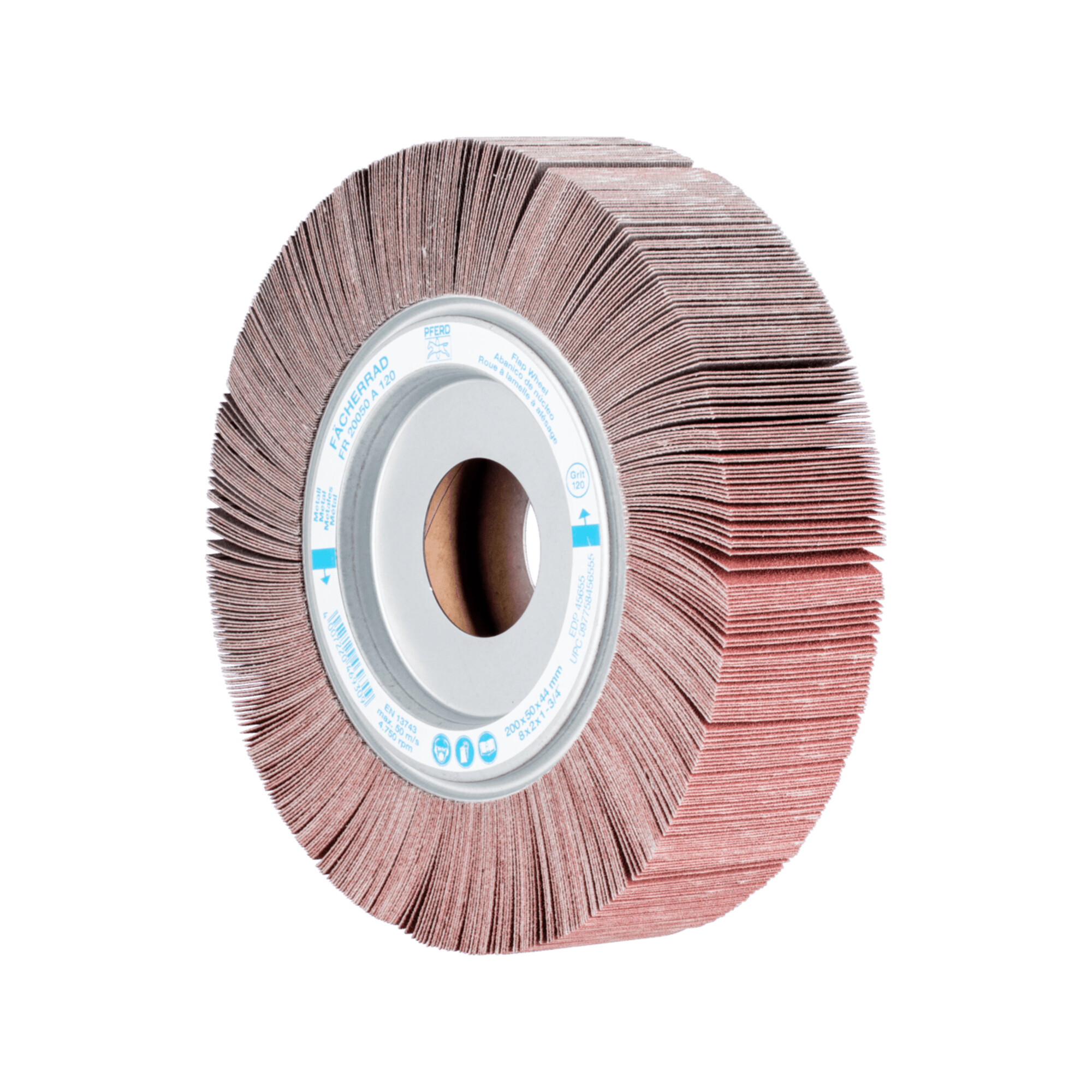 PFERD TOOLS Lamellenschleifrad FR Ø 200x50mm Bohrung Ø 44,0mm A120 für universelle Anwendung