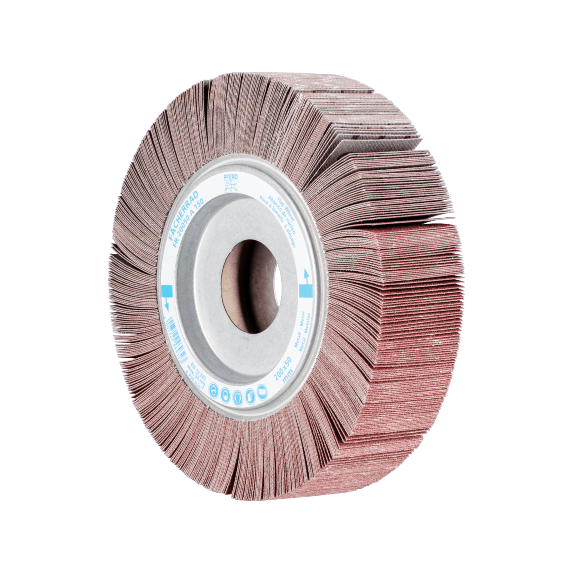 PFERD TOOLS Lamellenschleifrad FR Ø 200x50mm Bohrung Ø 44,0mm A150 für universelle Anwendung
