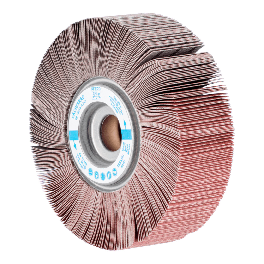 PFERD TOOLS Lamellenschleifrad FR Ø 165x50mm Bohrung Ø 25,4 mm A240 für universelle Anwendung