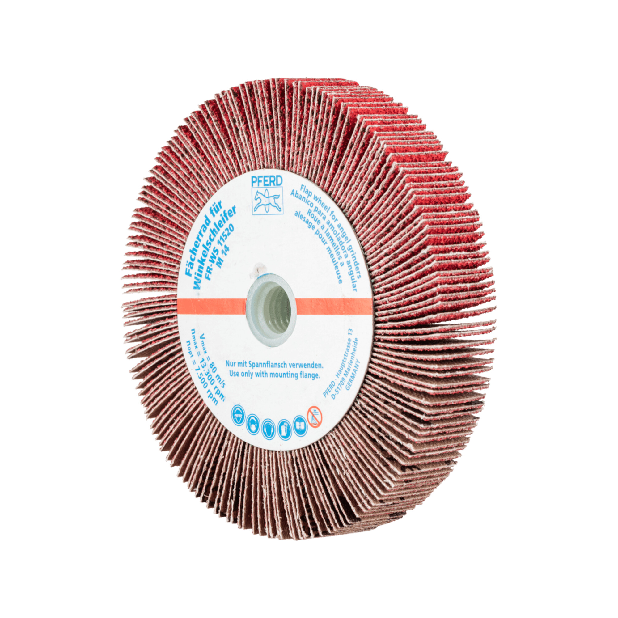 PFERD TOOLS Lamellenschleifrad für Winkelschleifer FR WS Ø 115x20mm M14 CO-COOL60 für Edelstahl