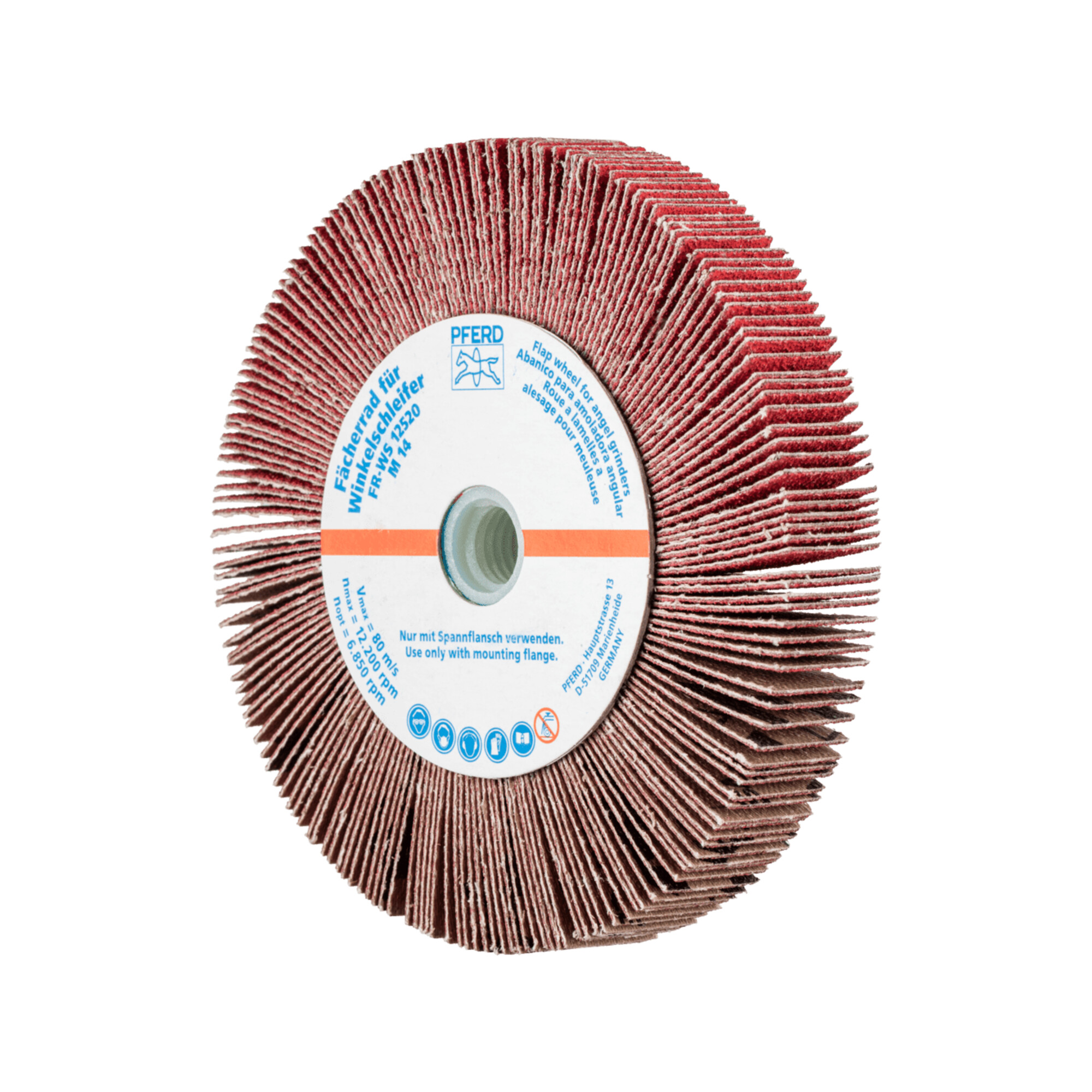 PFERD TOOLS Lamellenschleifrad für Winkelschleifer FR WS Ø 125x20mm M14 CO-COOL80 für Edelstahl