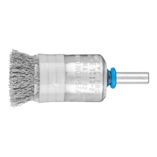 PFERD TOOLS Pinselbürste mit Stützring ungezopft PBUR Ø20mm Schaft-Ø6 mm Edelstahl-Draht-Ø0,20
