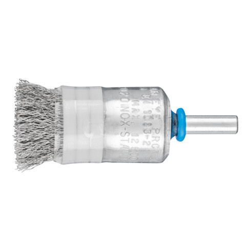 PFERD TOOLS Pinselbürste mit Stützring ungezopft PBUR Ø20mm Schaft-Ø6 mm Edelstahl-Draht-Ø0,20