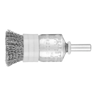 PFERD TOOLS Pinselbürste mit Stützring ungezopft PBUR Ø20mm Schaft-Ø6 mm Stahl-Draht-Ø0,20
