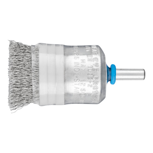 PFERD TOOLS Pinselbürste mit Stützring ungezopft PBUR Ø25 mm Schaft-Ø6 mm Edelstahl-Draht-Ø0,20