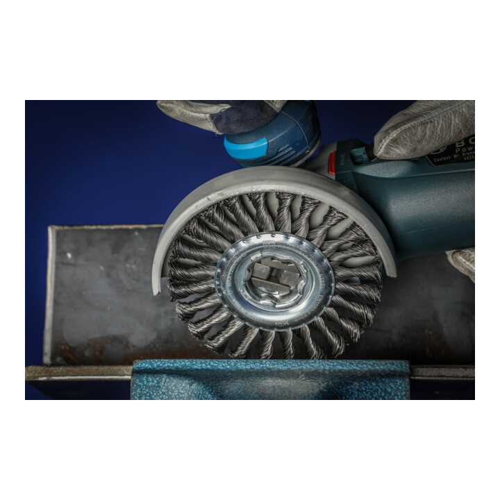 PFERD TOOLS PIPELINE Bürste gezopft RBG Ø 115x6 Bohrung 22,2 mm/X-LOCK Stahl-Draht-Ø 0,50mm Winkelschleifer