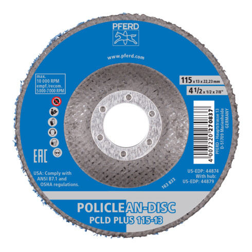 PFERD TOOLS POLICLEAN PLUS PCLD Reinigungsvlies Ø115x13 mm Bohrung Ø22,3mm für grobe Reinigungsarbeiten (1)