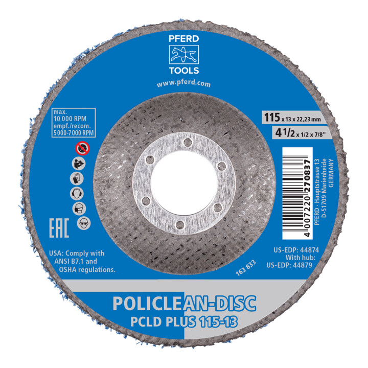 PFERD TOOLS POLICLEAN PLUS PCLD Reinigungsvlies Ø 115x13 mm Bohrung Ø 22,3 mm für grobe Reinigungsarbeiten