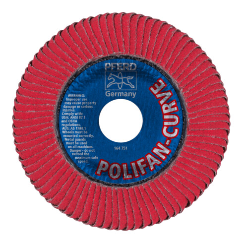 PFERD TOOLS POLIFAN CURVE Fächerscheibe PFR 115x22,23 mm Breite L CO60 SGP STEELOX für Stahl/Edelstahl