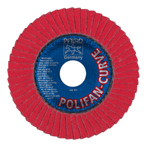 PFERD TOOLS POLIFAN CURVE Fächerscheibe PFR 115x22,23 mm Breite M CO60 SGP STEELOX für Stahl/Edelstahl