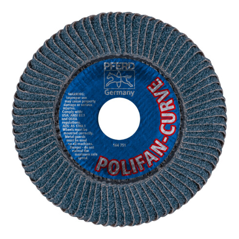 PFERD TOOLS POLIFAN CURVE Fächerscheibe PFR 115x22,23 mm Breite M Z40 SGP STEELOX für Stahl/Edelstahl