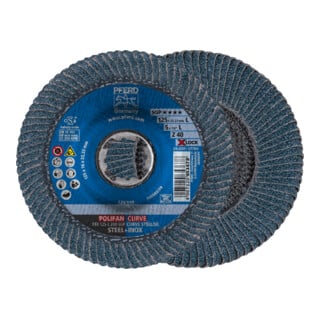PFERD TOOLS POLIFAN-Fächerscheibe PFR 115-L Z40 SGP CURVE STEELOX/X-LOCK 40