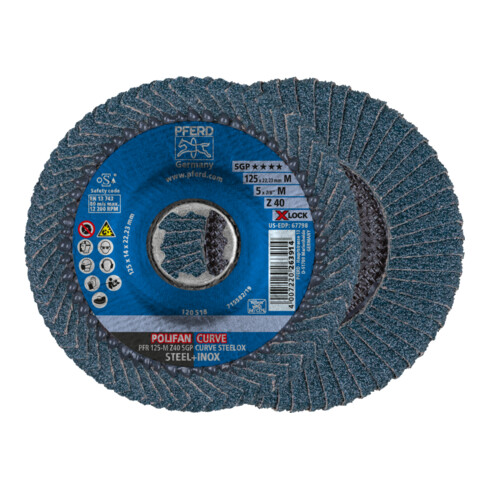 PFERD POLIFAN-Fächerscheibe PFR 115-M Z40 SGP CURVE STEELOX/X-LOCK 40