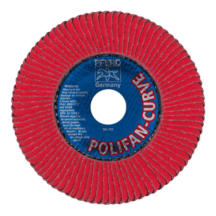 PFERD TOOLS POLIFAN CURVE Fächerscheibe PFR 125x22,23 mm Breite M CO60 SGP STEELOX für Stahl/Edelstahl
