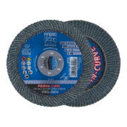 PFERD TOOLS POLIFAN CURVE Fächerscheibe PFR 150x22,23 mm Breite L Z40 SGP STEELOX für Stahl/Edelstahl