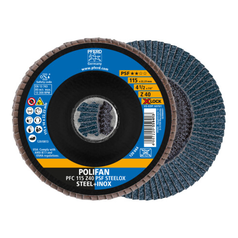 PFERD POLIFAN-Fächerscheibe PFC 115 Z40 PSF STEELOX/X-LOCK