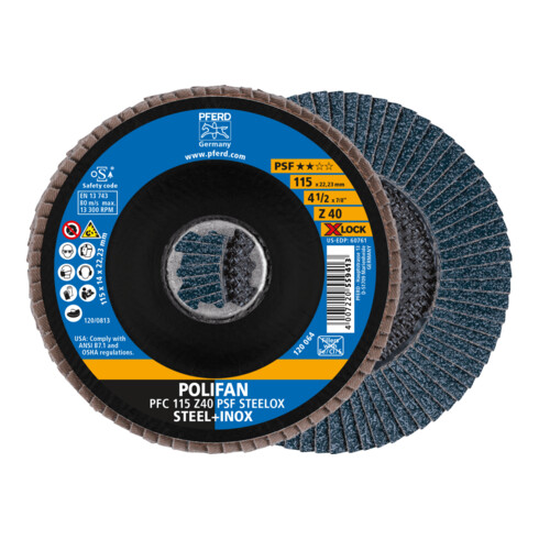 PFERD TOOLS POLIFAN-Fächerscheibe PFC 115 Z40 PSF STEELOX/X-LOCK