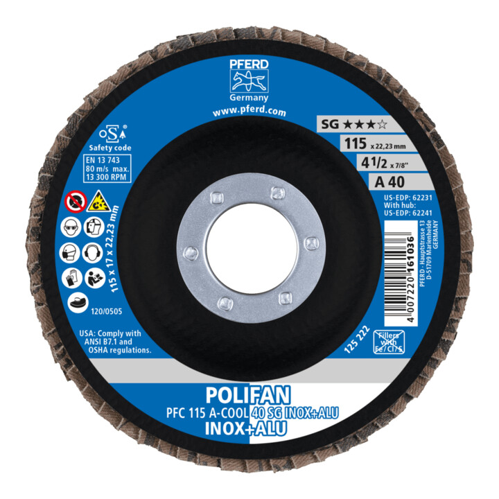 PFERD TOOLS Fächerschleifsch. Gewölbt A 40 SG -COOL 115 mm