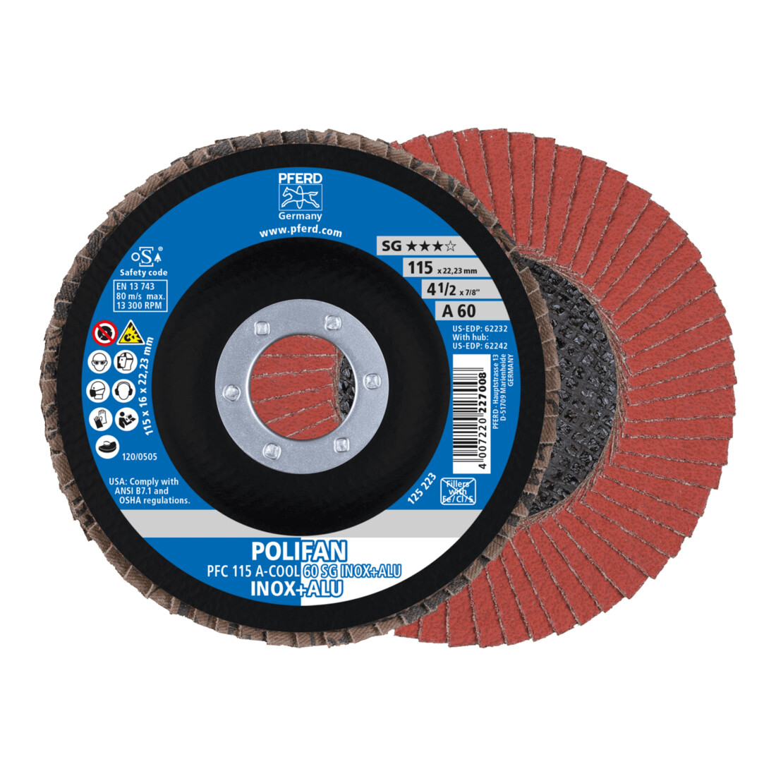 PFERD TOOLS Fächerschleifsch. Gewölbt A 40 SG -COOL 115 mm