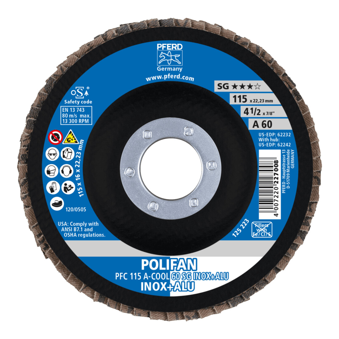 PFERD TOOLS Fächerschleifsch. Gewölbt A 40 SG -COOL 115 mm