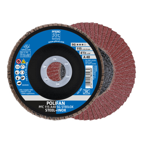 PFERD POLIFAN-Fächerscheibe PFC PSF STEELOX A Korund