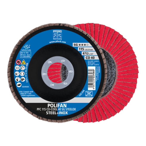 PFERD TOOLS POLIFAN-Fächerscheibe PFC 115 CO-COOL 40 SG STEELOX 40