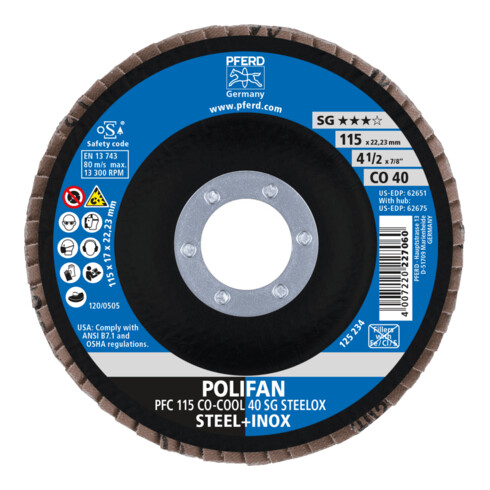 PFERD TOOLS POLIFAN-Fächerscheibe PFC 115 CO-COOL 40 SG STEELOX 40