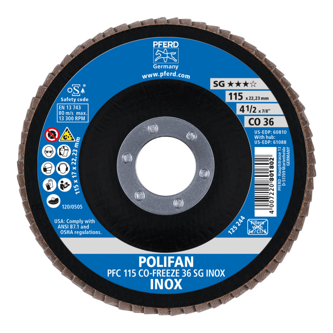 PFERD TOOLS POLIFAN-Fächerscheibe PFC CO-FREEZE SG INOX