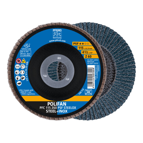 PFERD POLIFAN-Fächerscheibe PFC PSF STEELOX Z Zirkonkorund