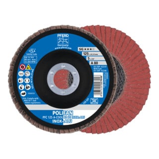 PFERD TOOLS POLIFAN-Fächerscheibe PFC COOL SG INOX+ALU 125 mm