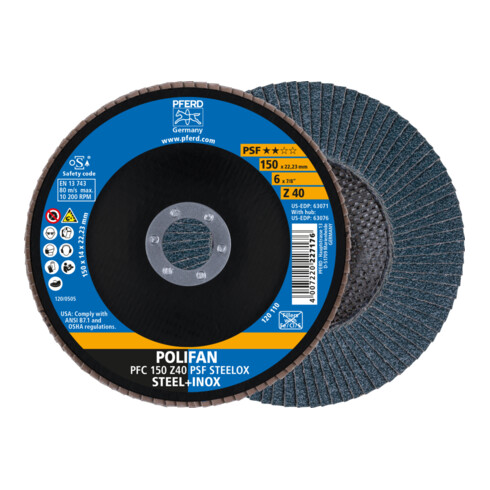 PFERD POLIFAN Fächerscheibe PFC Uni.-Linie PSF STEELOX Stahl/Edelstahl