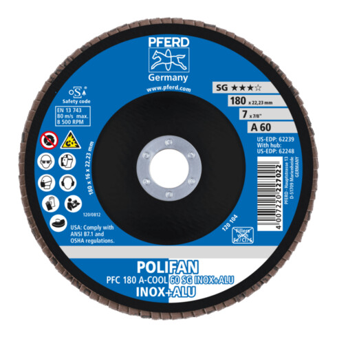 PFERD TOOLS POLIFAN-Fächerscheibe PFC A-COOLSG INOX+ALU 180 mm