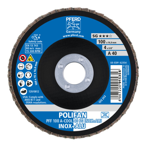 PFERD POLIFAN-Fächerscheibe PFF A-COOL SG INOX+ALU/16,0 100 mm