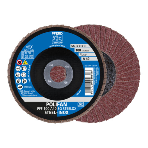 PFERD POLIFAN-Fächerscheibe PFF A SG STEELOX/16,0 100 mm