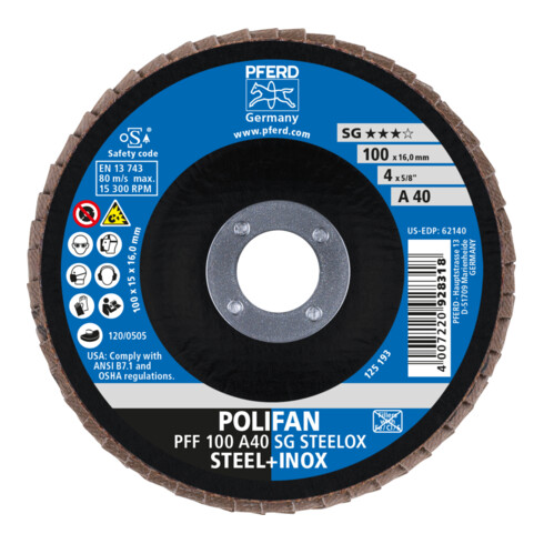 PFERD POLIFAN-Fächerscheibe PFF A SG STEELOX/16,0 100 mm