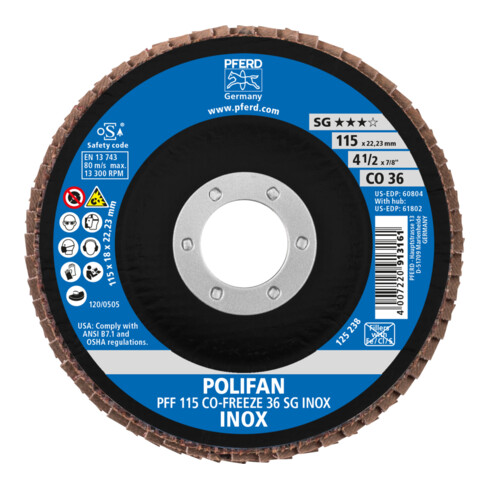 PFERD POLIFAN-Fächerscheibe PFF CO-FREEZE SG INOX