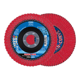Pferd Tools Polifan-Flap Discs Pfr 125-M Co 60 Sgp Curve Steelox