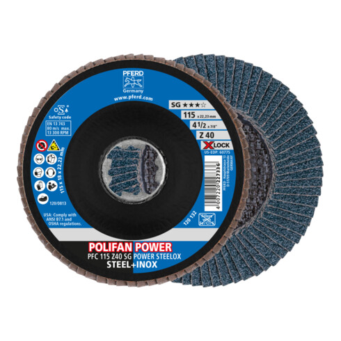PFERD POLIFAN-Fächerscheibe PFC 115 Z40 SG POWER STEELOX/X-LOCK