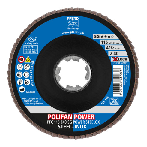 PFERD POLIFAN-Fächerscheibe PFC 115 Z40 SG POWER STEELOX/X-LOCK