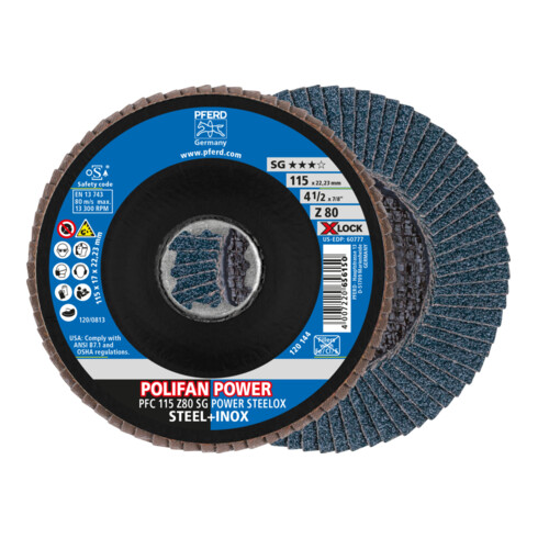 PFERD POLIFAN-Fächerscheibe PFC 115 Z40 SG POWER STEELOX/X-LOCK