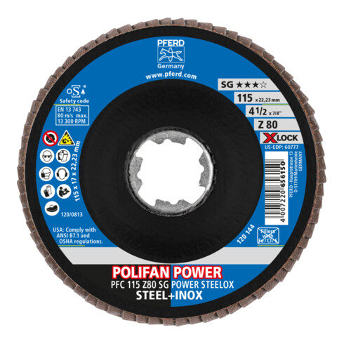 PFERD POLIFAN-Fächerscheibe PFC 115 Z40 SG POWER STEELOX/X-LOCK