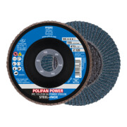 PFERD TOOLS POLIFAN POWER Fächerscheibe PFC 115x22,23 mm konisch Z120 SG STEELOX Stahl/Edelstahl