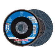 PFERD TOOLS POLIFAN POWER Fächerscheibe PFC 115x22,23 mm konisch Z50 Leistungslinie SG STEELOX für Stahl/Edelstahl