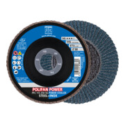 PFERD TOOLS POLIFAN POWER Fächerscheibe PFC 115x22,23 mm konisch Z50 Leistungslinie SG STEELOX für Stahl/Edelstahl