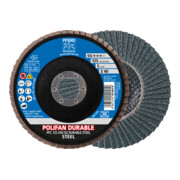 PFERD TOOLS POLIFAN POWER Fächerscheibe PFC 125x22,23 mm konisch Z40 Leistungslinie SG DURABLE STEEL für Stahl